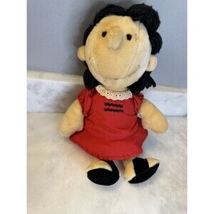 Lucy Red Dress from Peanuts Plush Doll 13" Vintage 1952- 1963 50s 60s Yarn Hair